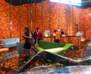 Colorful and fun exhibit seen at Salone Del Mobile