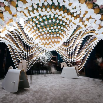 Exhibit using lighting and shape to stand out