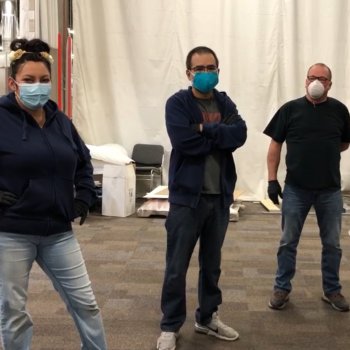 warehouse team wearing PPE