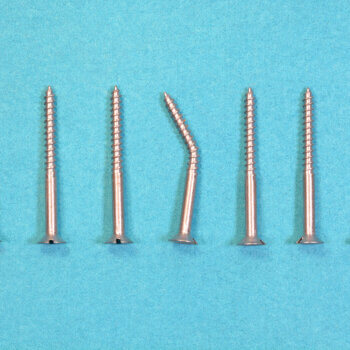 Bent screw in the middle of others straight screws